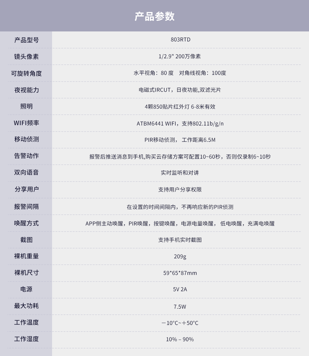 低功耗攝像頭803